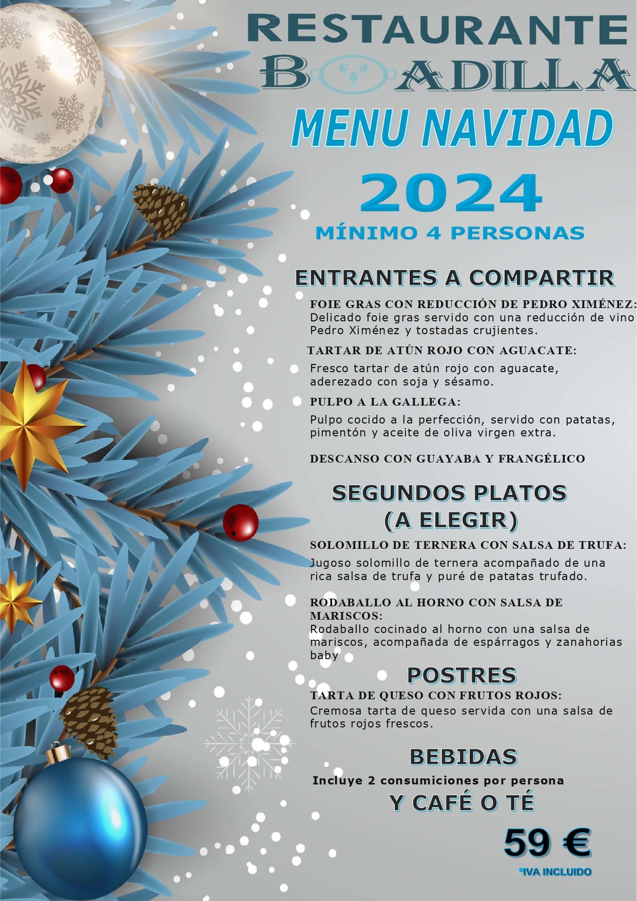 Menú de Navidad para grupos 3 | Restaurante Boadilla del Monte